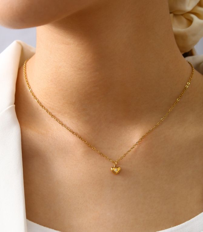 Collar corazón con zirconia