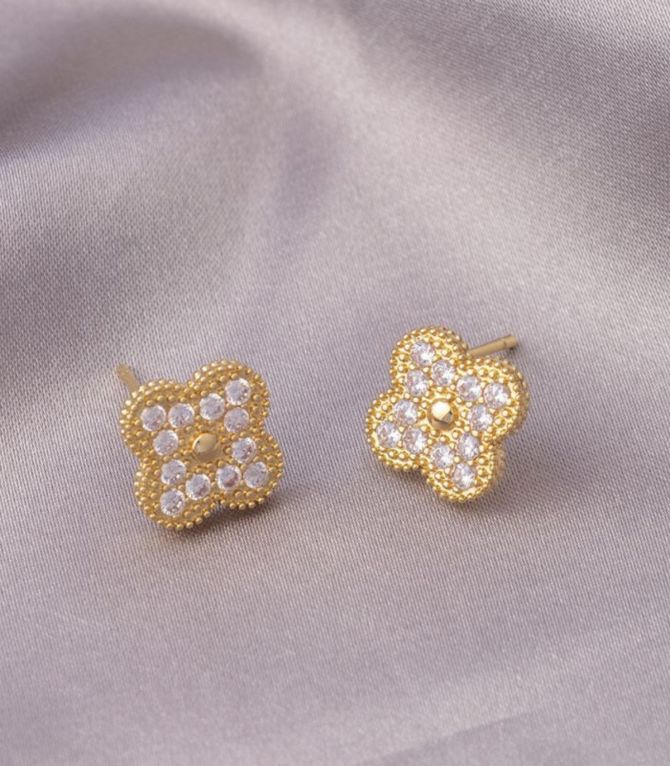 Aretes gold diamond petal