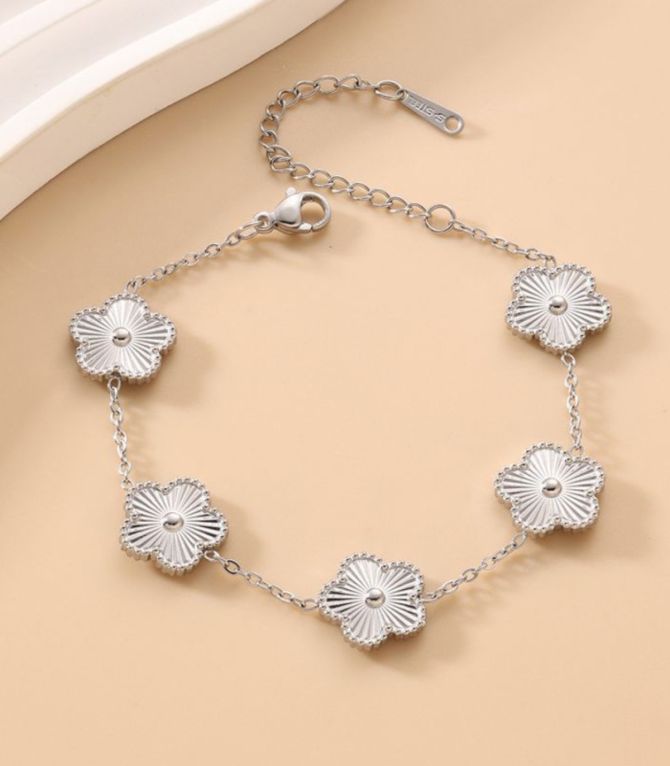Brazalete flor plata