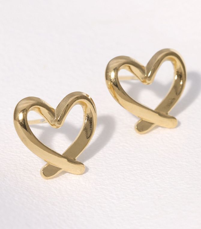 Aretes dorado corazón