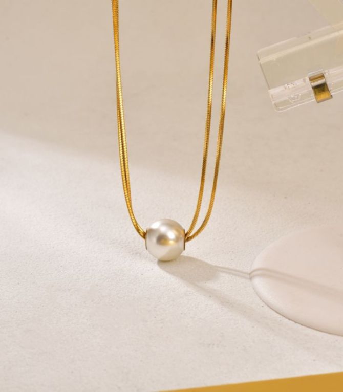 Collar doble con perla