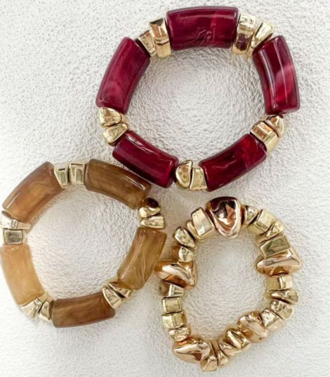 Brazaletes set beaded 3 pzs.