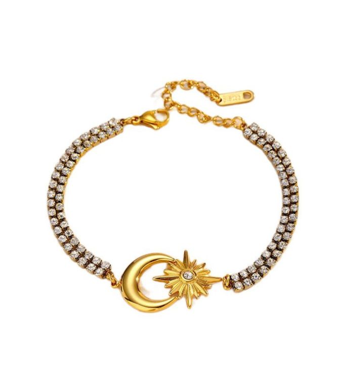 Brazalete zirconias estrella y luna