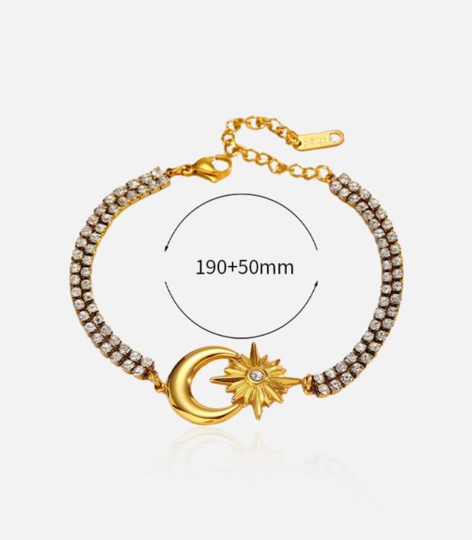 Brazalete zirconias estrella y luna