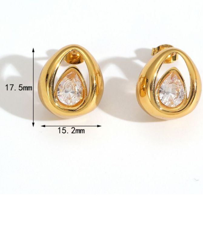 Aretes oval con zirconias