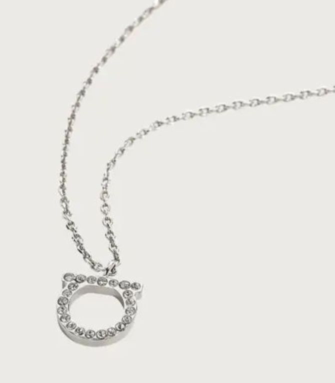 Collar silver alphabet zirconium