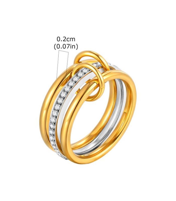 Anillo triple bicolor zirconias 6