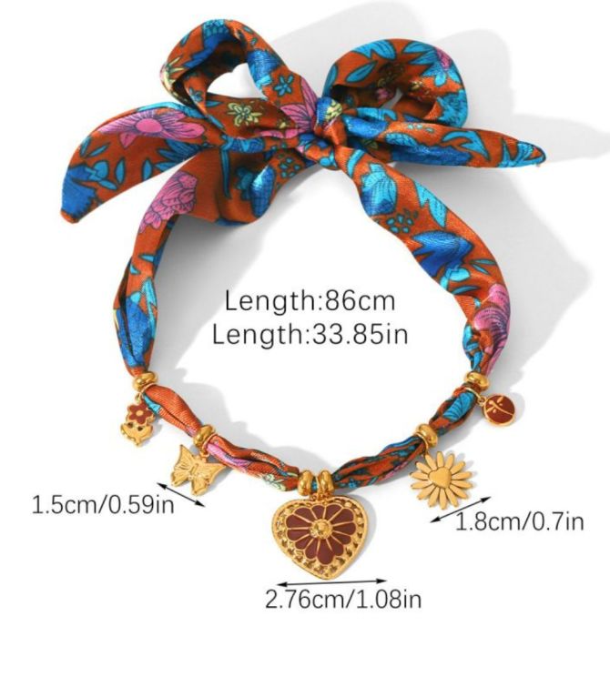 Collar print rojo 5 charms