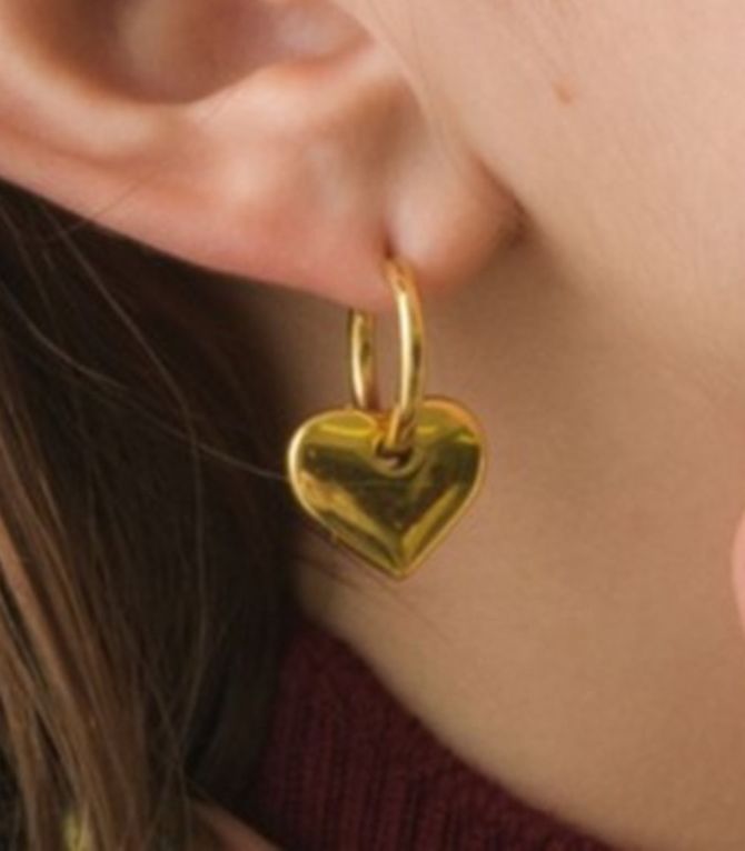 Aretes gold heart