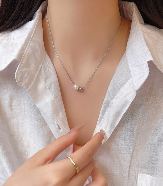 Collar plata con perlas