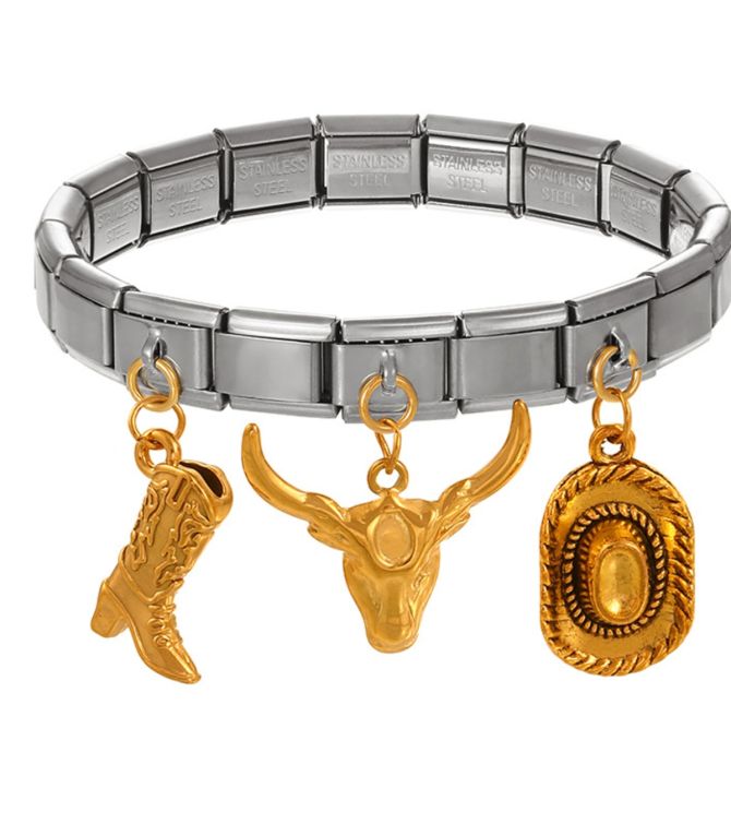 Brazalete silver charms western cowboy