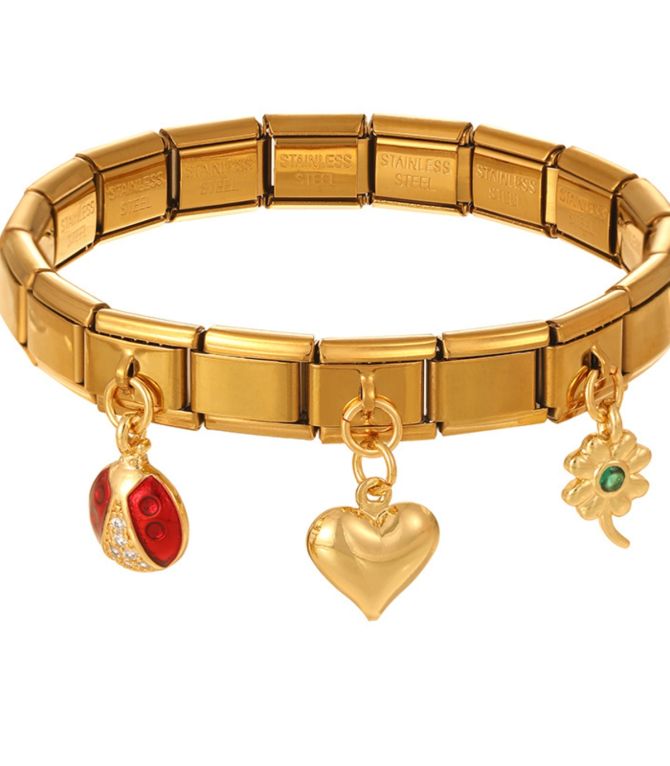 Brazalete gold charms heart