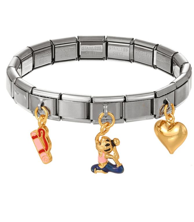 Brazalete silver charms yoga girl love