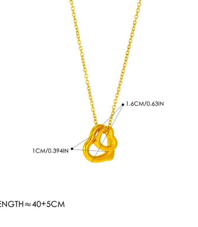 Collar dorado doble corazón