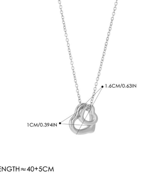 Collar plata doble corazón