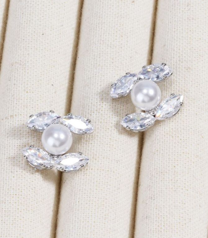 Aretes silver diamond cross