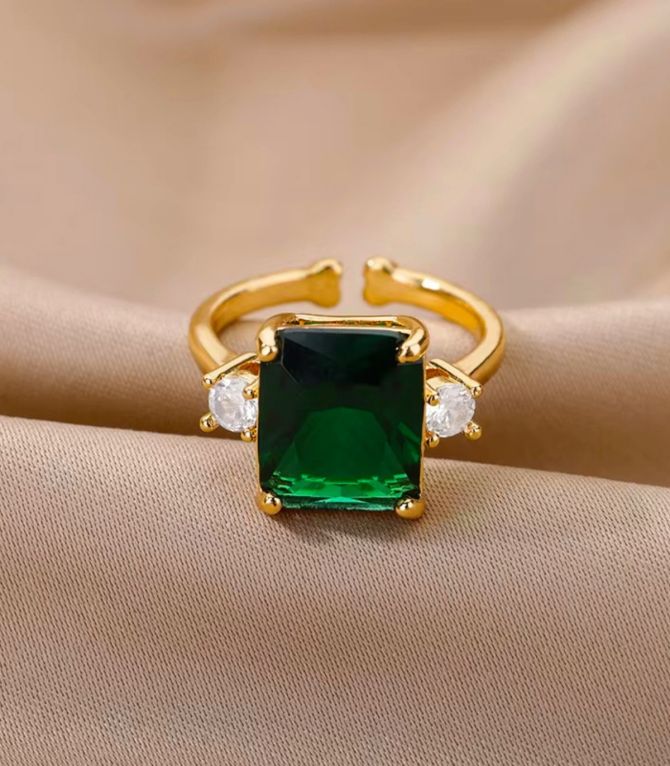 Anillo cuadro verde