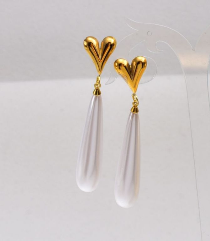 Aretes corazón con perla