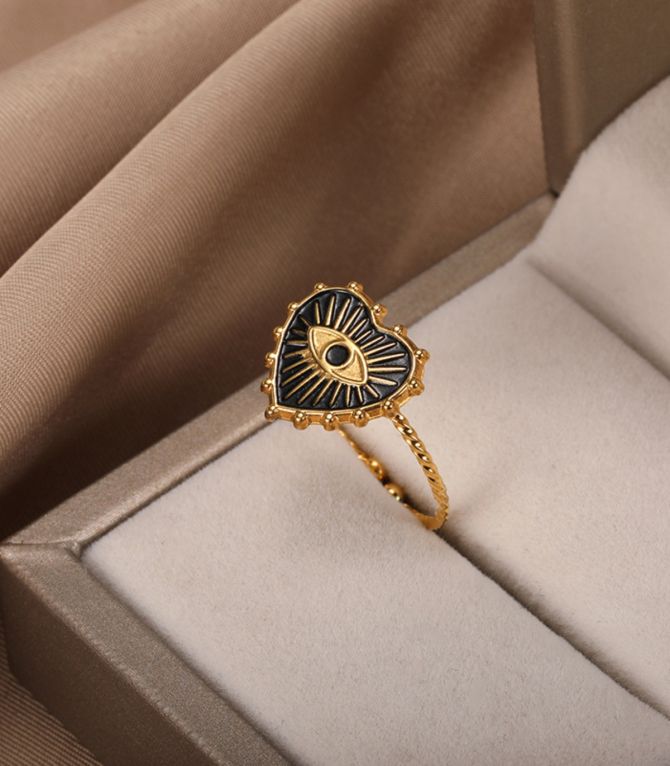 Anillo corazon negro