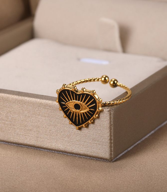 Anillo corazon negro
