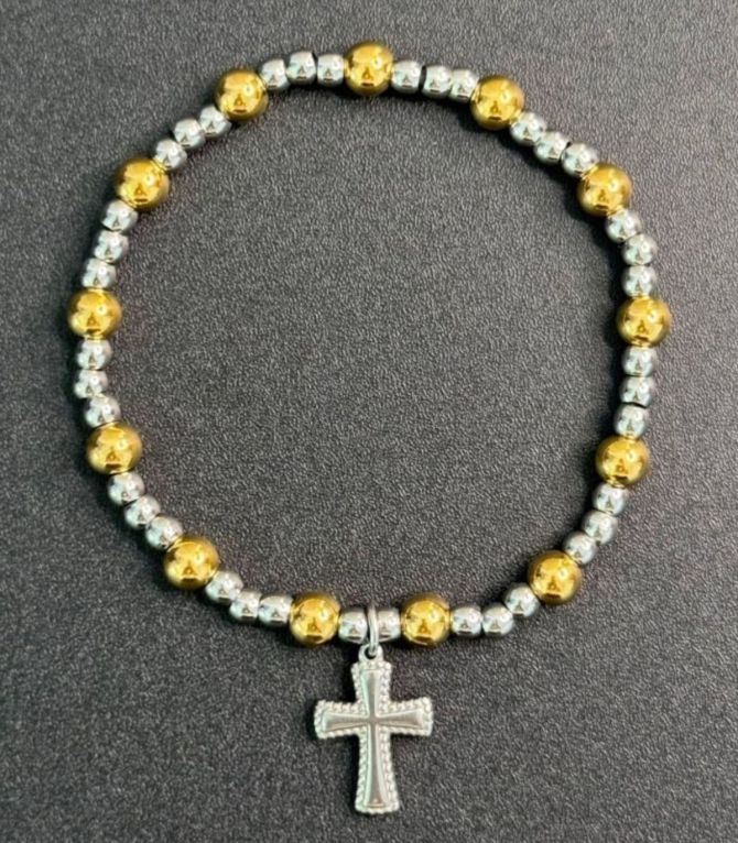 Brazalete bicolor con cruz