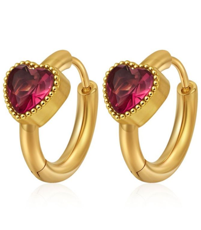 Aretes corazón rojo