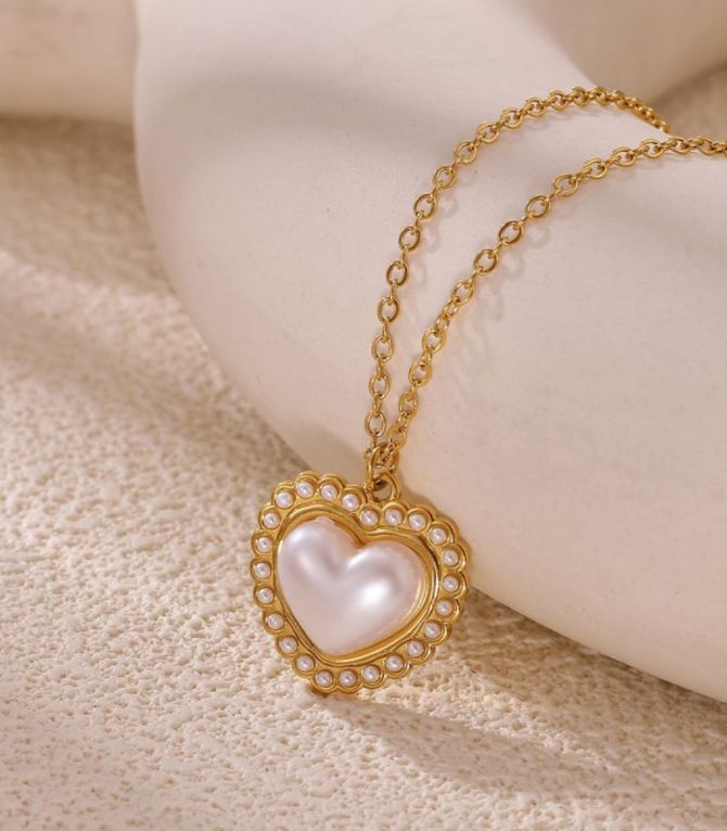 Collar perla corazón