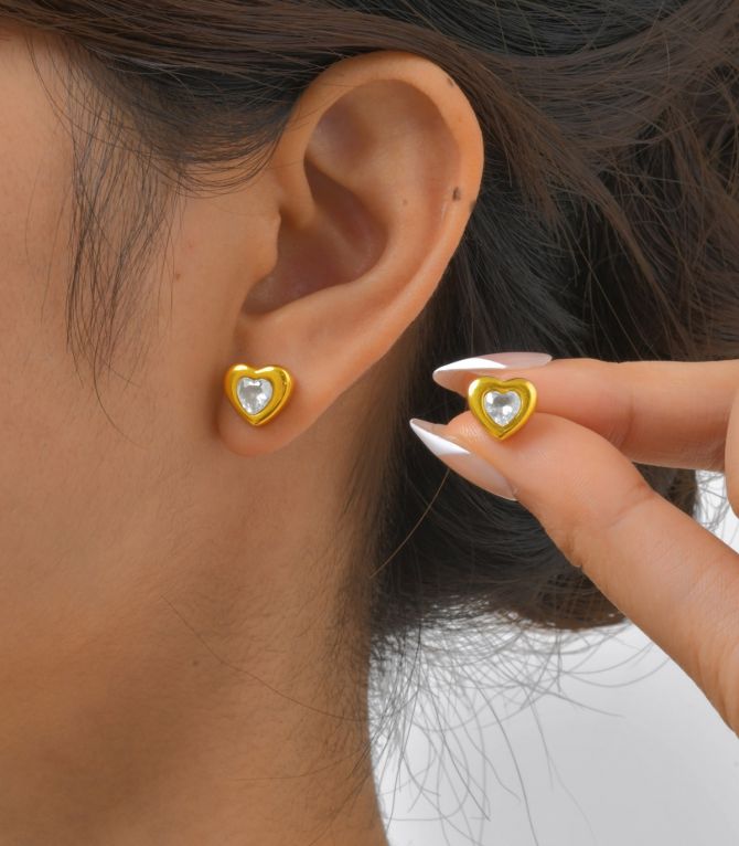 Aretes zirconia corazón