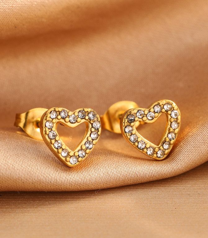 Aretes corazón con zirconias