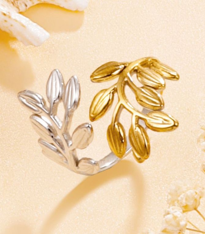Anillo bicolor leaf