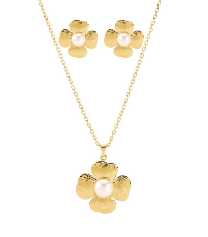 Collar y aretes set pétalos