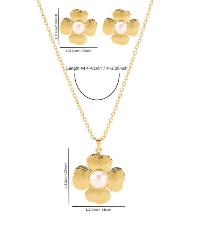 Collar y aretes set pétalos