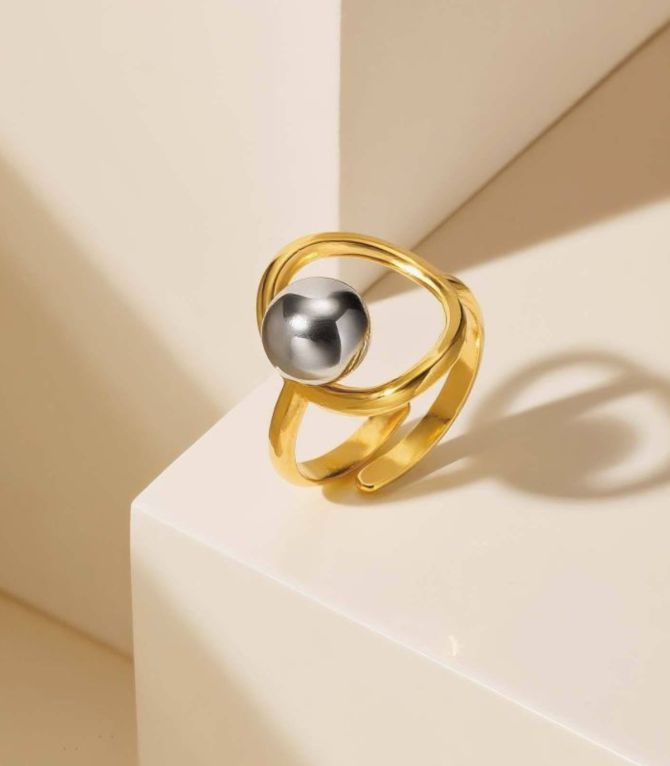 Anillo ball bicolor