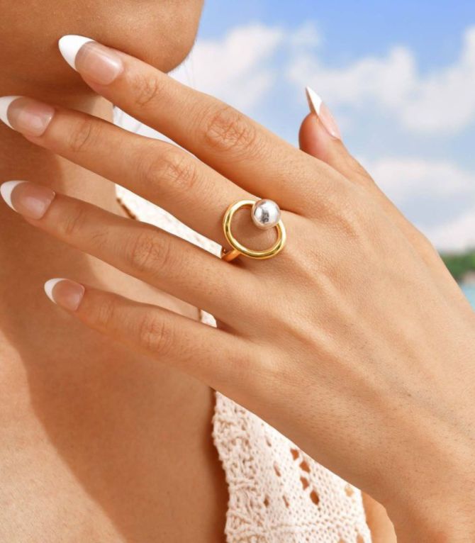 Anillo ball bicolor