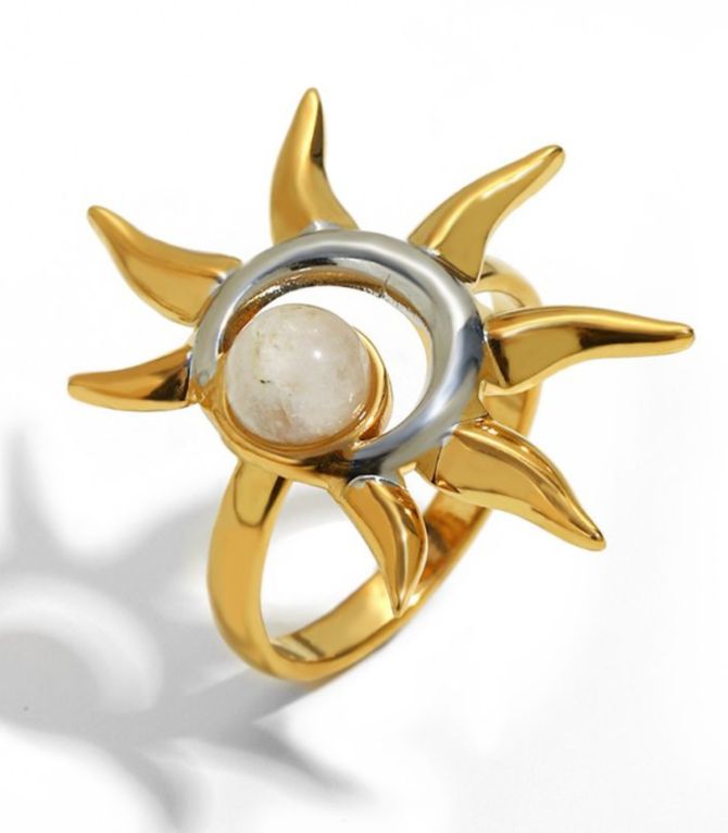 Anillo rayo de sol bicolor