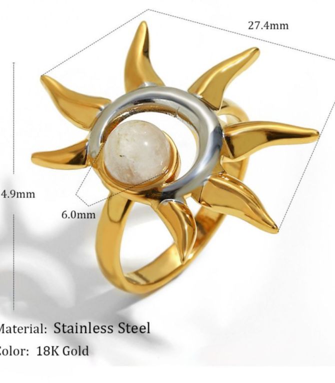 Anillo rayo de sol bicolor