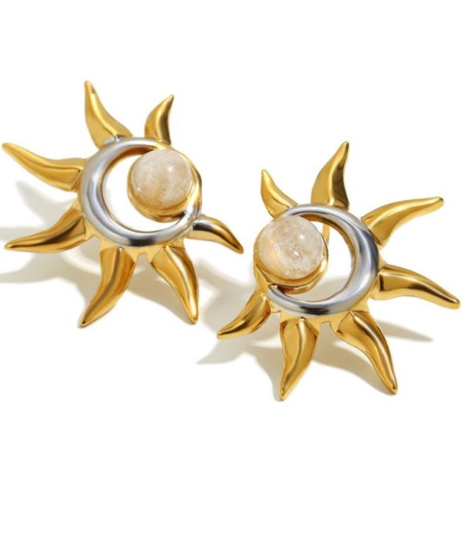 Aretes rayos de sol bicolor