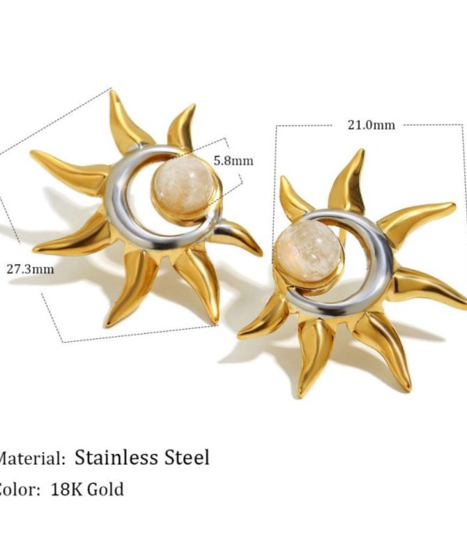 Aretes rayos de sol bicolor