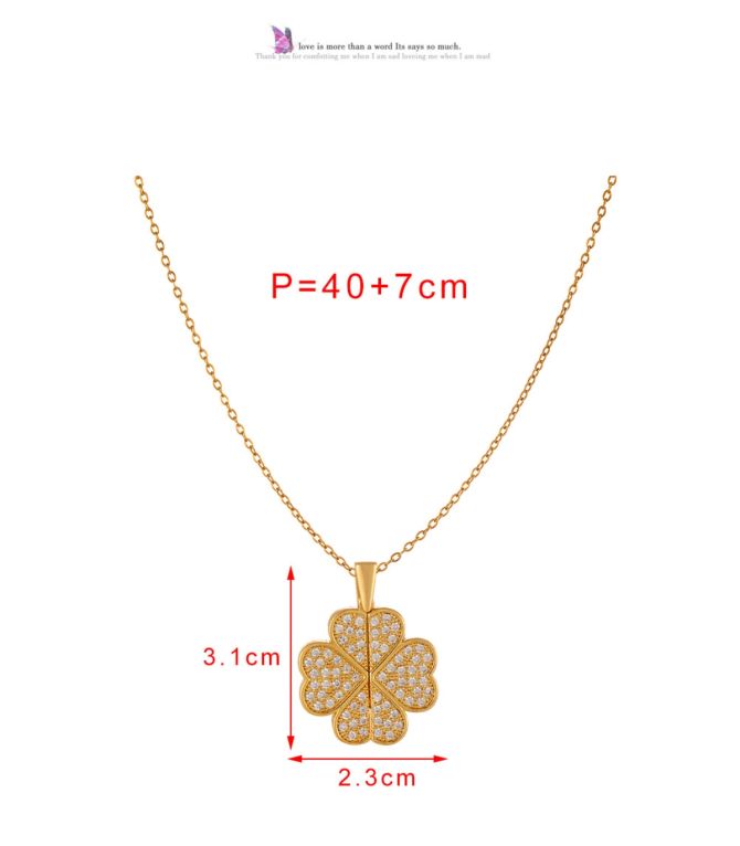Collar zirconium lucky clover