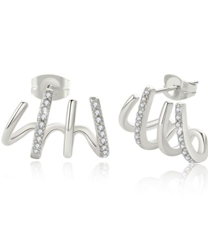 Aretes silver diamond claw