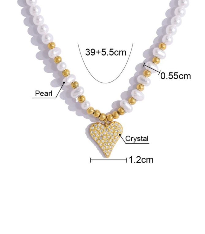 Collar beaded diamond heart