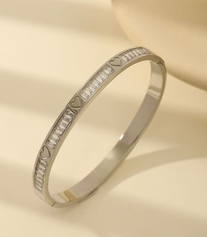 Brazalete silver diamond heart