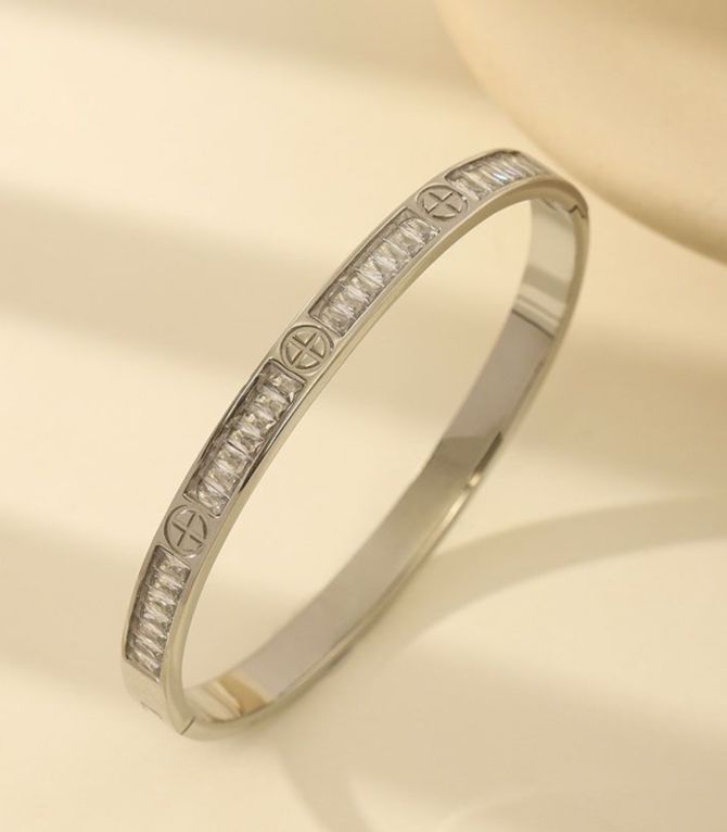 Brazalete silver diamond cross