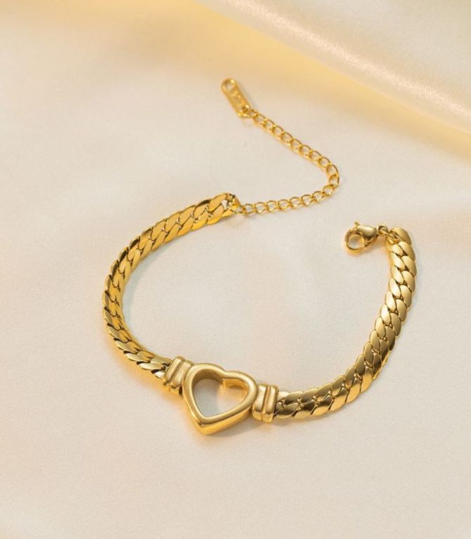 Brazalete gold hollow heart