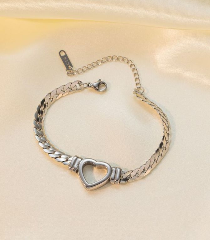 Brazalete silver hollow heart