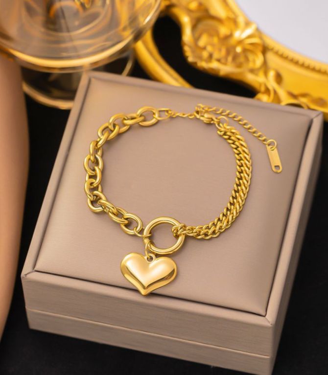 Brazalete gold big heart