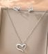 Set collar y aretes corazon abierto plata