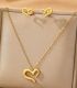 Set collar y aretes corazon abierto dorado
