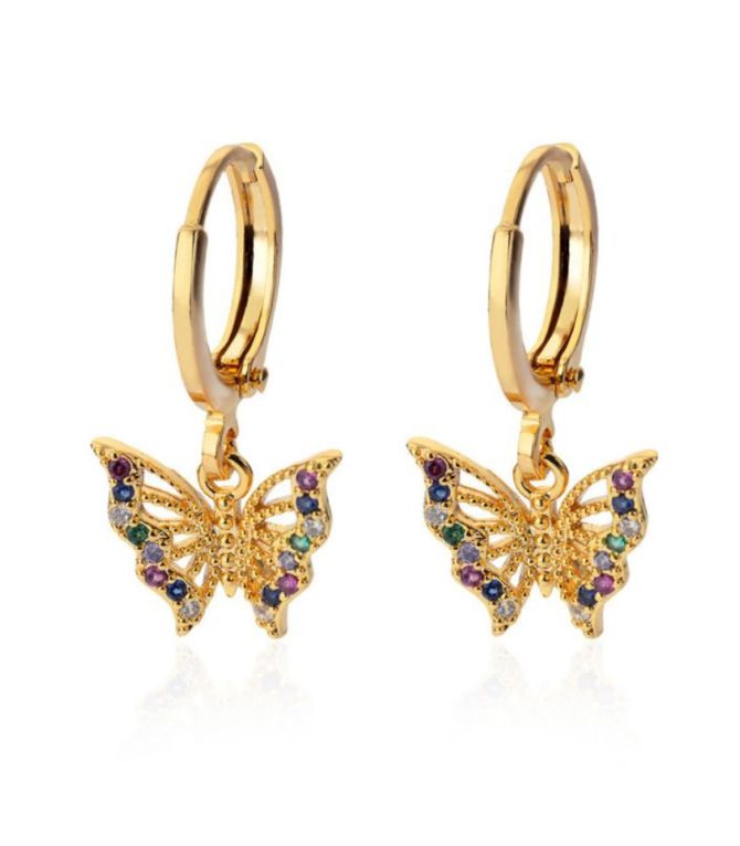 Aretes diamond butterfly hoop