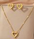 Set collar y aretes corazon dorado